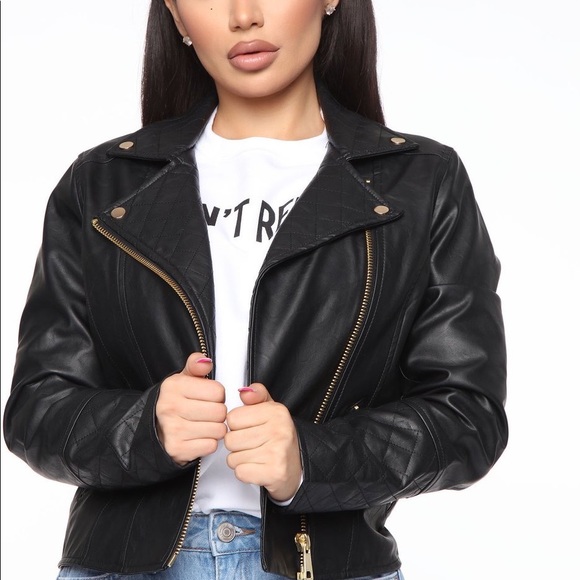 Black  vegan leather moto jacket- Out for a ride - Picture 4 of 5